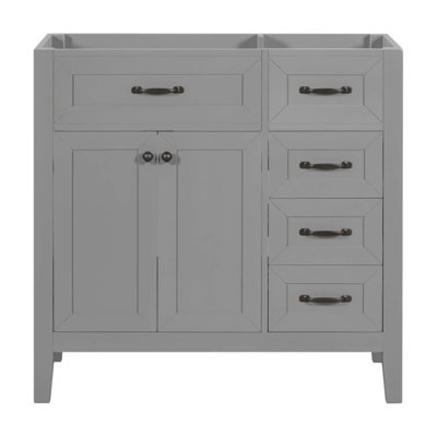 36 Inch Freestanding Bathroom Vanity Base With Drawers, Solid Wood Frame, MDF Board, Modern Design, Durable And Stylish Storage Solution