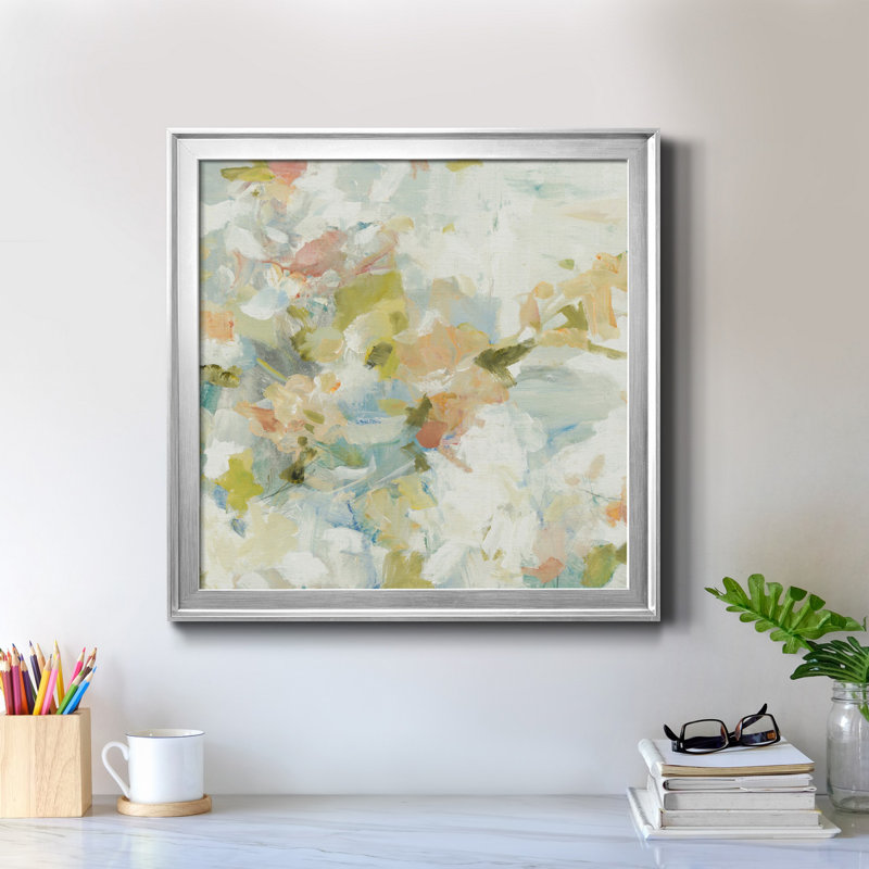 Floral Blush II - cadre photo, reproduction d'art sur toile, H 22,5 po x l 22,5 po x P 1,5 po, Cadre blanc
