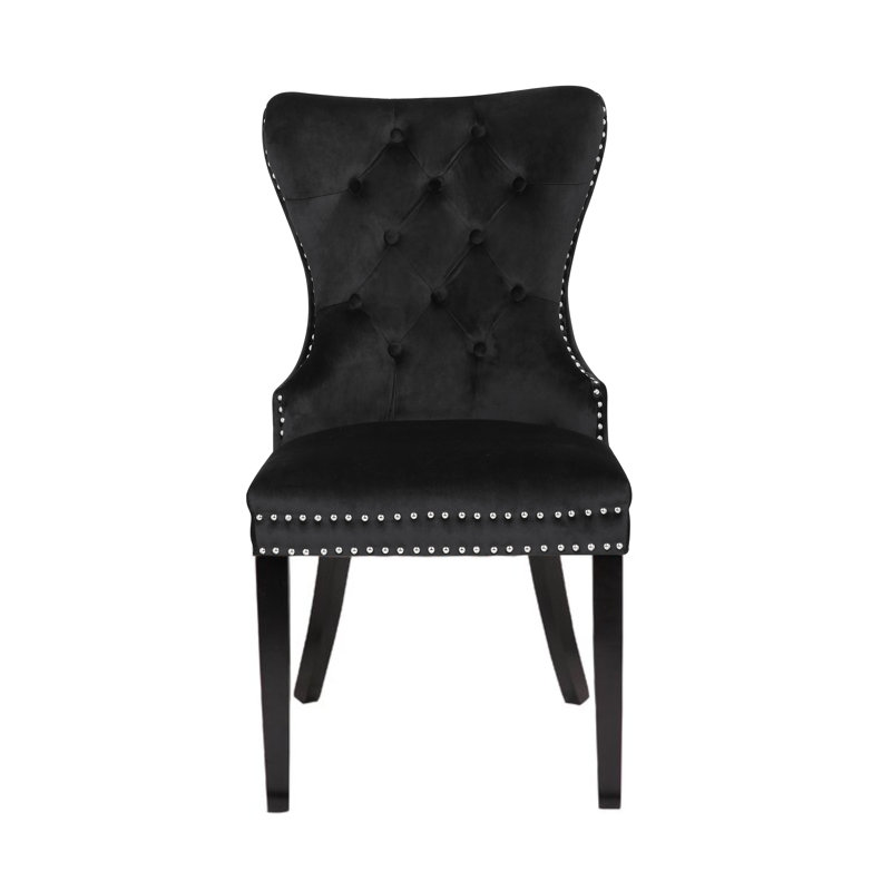 Chaise parsons rembourrée en velours Kamryn, Noir