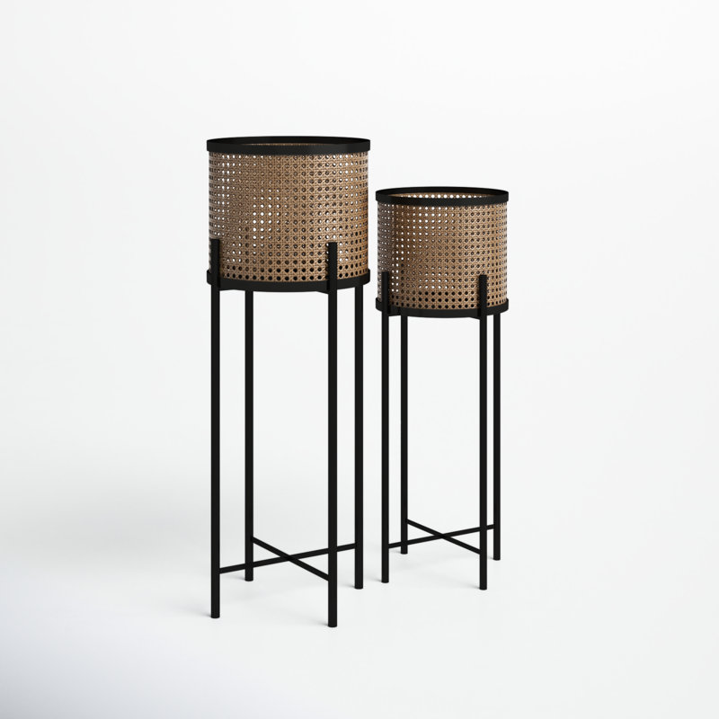 Gold and Black Metal Planter Set with Removable Stands