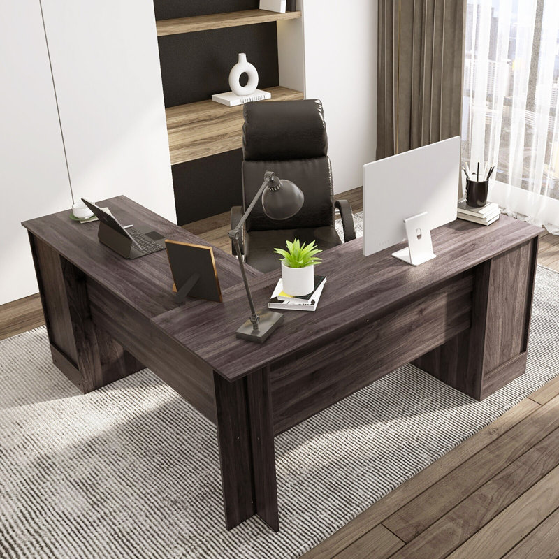 Aviyon L-Shaped Computer Desk, Dark Brown