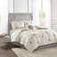 Housse de couette pour lit double / grand en coton 4 pièces - Shabby Chic, brodée avec médaillon et motif inversé, comprend une couette, 2 taies décoratives 1 coussin décoratif, lavable à la machine réversible double / grand, coton,