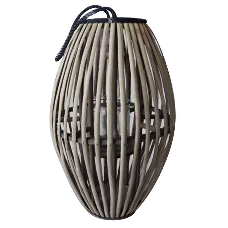 Glass Tabletop Lantern, Grey