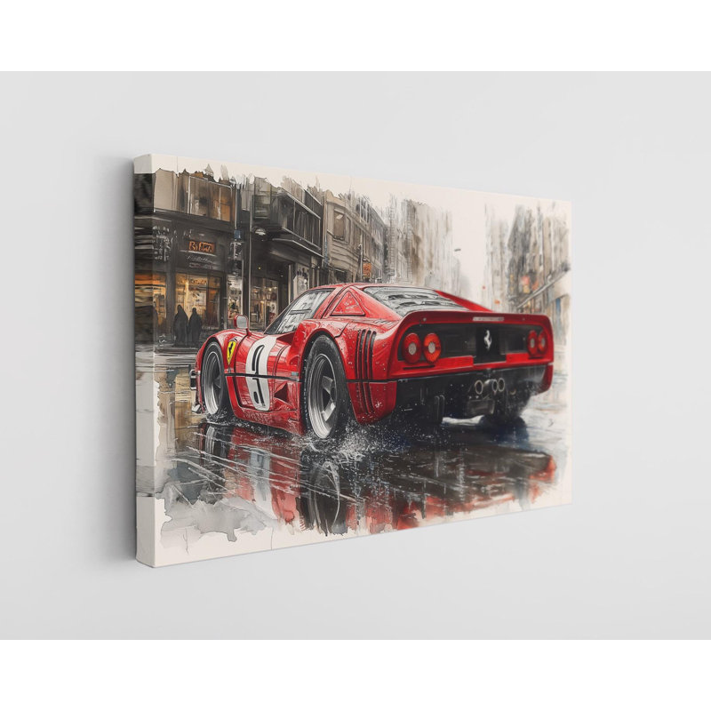 Reproduction d'art sur toile rouge 288 GTO rouge - voiture de course dynamique, H 12 po x l 18 po