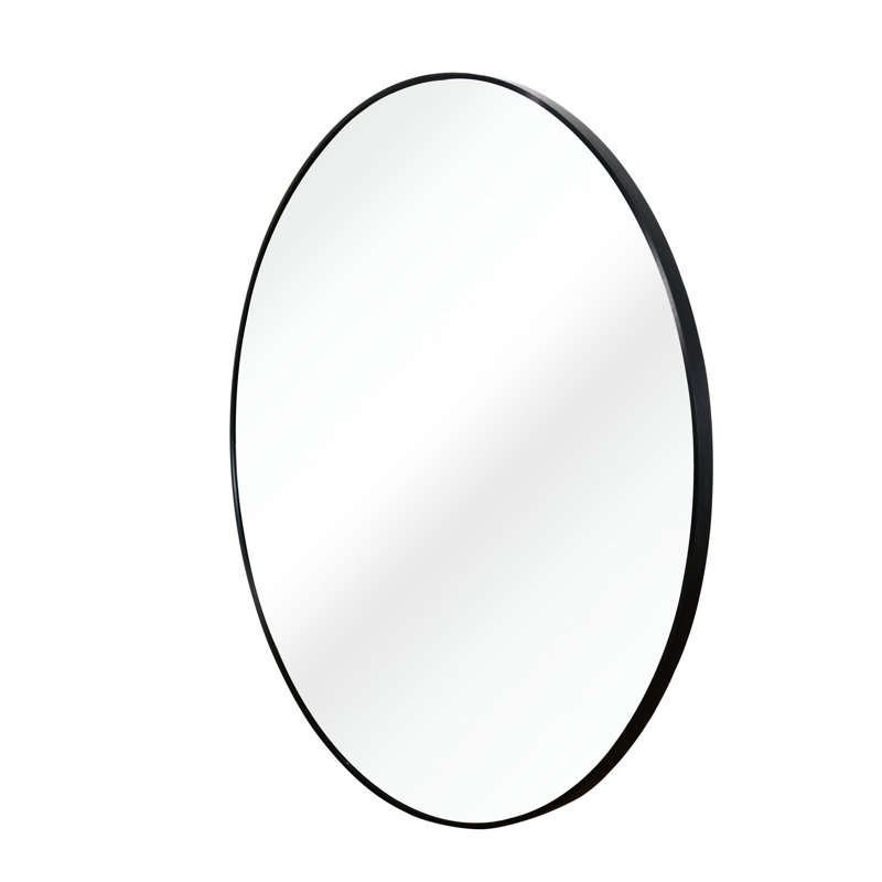 Miroir de salle de bain noir 16 pouces - Verre HD, cadre en aluminium rouille, incassable, Noir