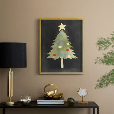 «Christmas Holiday Art IV», reproduction encadrée - bois massif