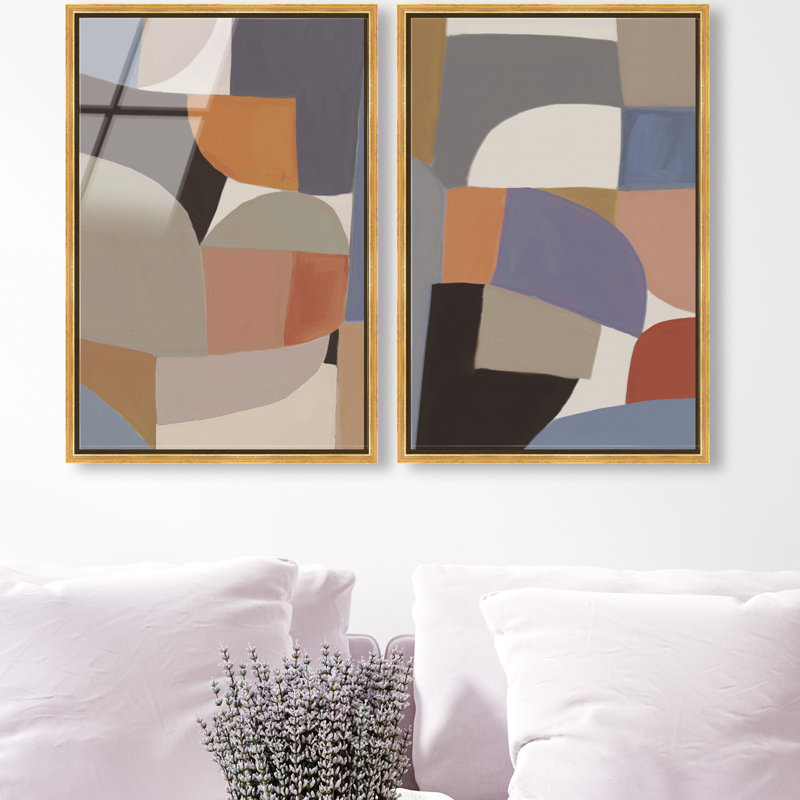 Muted Prelude Set Set by Oliver Gal, 110"H x 74"W, Gold Floater Frame