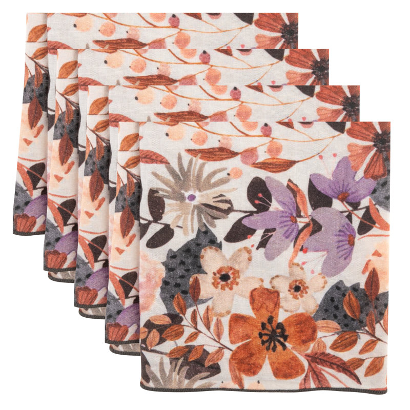 Drap-housse en lin lin cannelle floral