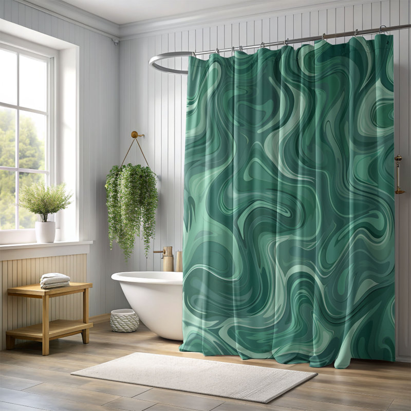 Rideau de douche Chunky Green Swirl - Premium, H 74 po x l 71 po