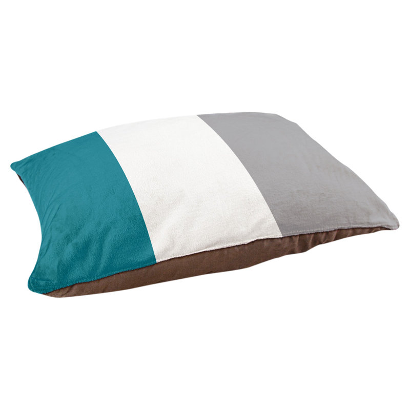 Oreiller rectangulaire designer, Moyen (L 30 po x l 40 po), Bleu sarcelle / blanc / gris