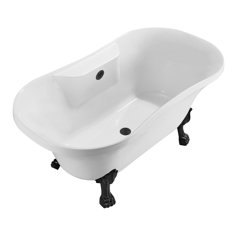 Baignoire de trempage sur pattes 60 "Streamline, Noir mat, Noir mat