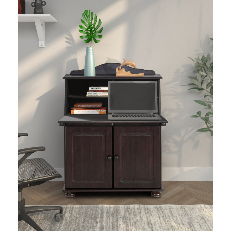 Piechota Metal Base Secretary Desk, Black