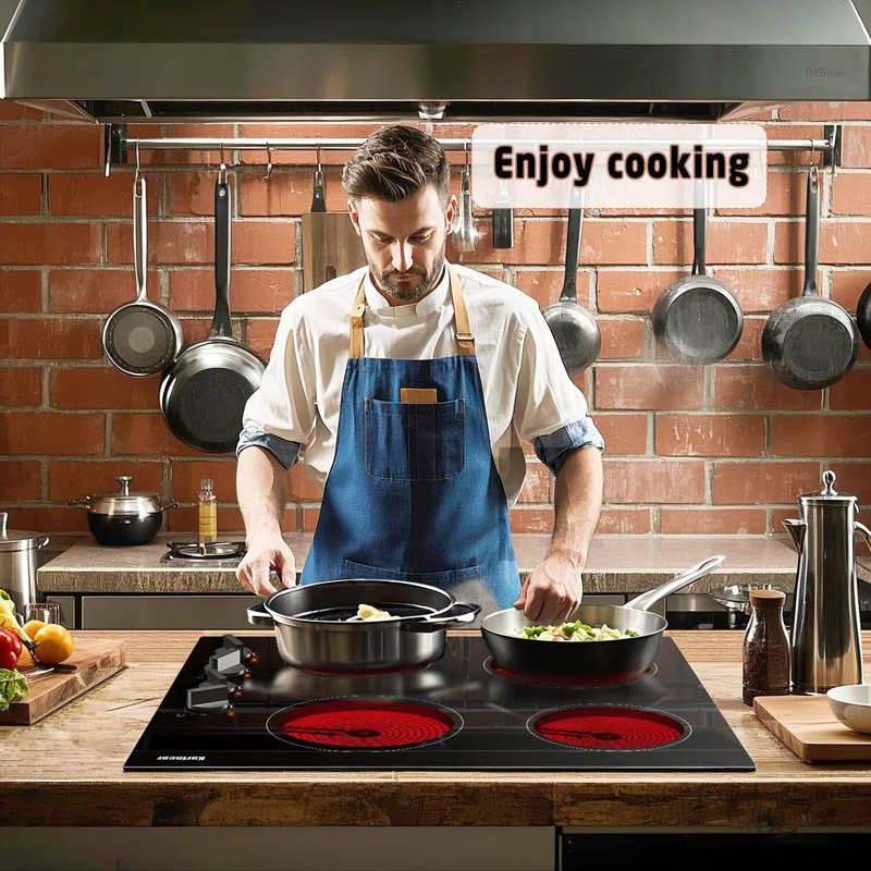 Karinear 4 Burner Electric Stove Top 23" Electric Cooktop Built-in 220-240v 6000W 9 Level hot plate