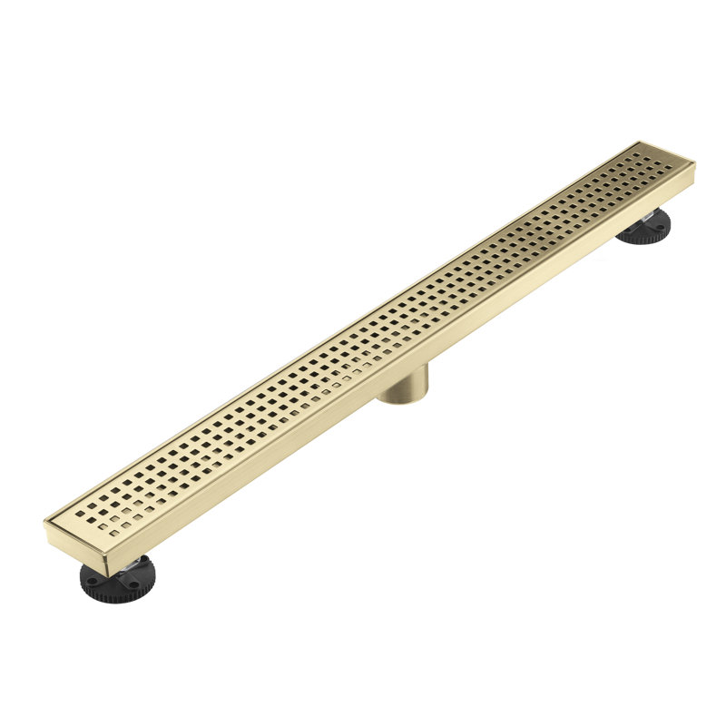 36 In. Shower Drain With 2-In-1 Tile Insert Panel Stainless Steel Linear Drain For Fast Drainage, Brushed Gold
