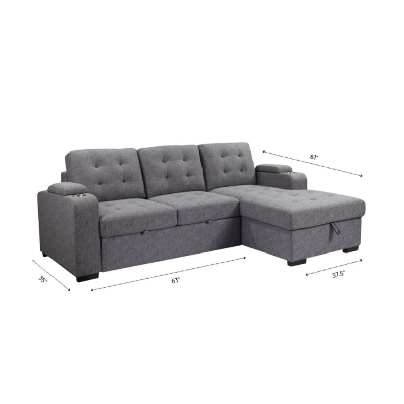 Canapé-lit modulaire modulaire avec méridienne avec méridienne de rangement Living Room
