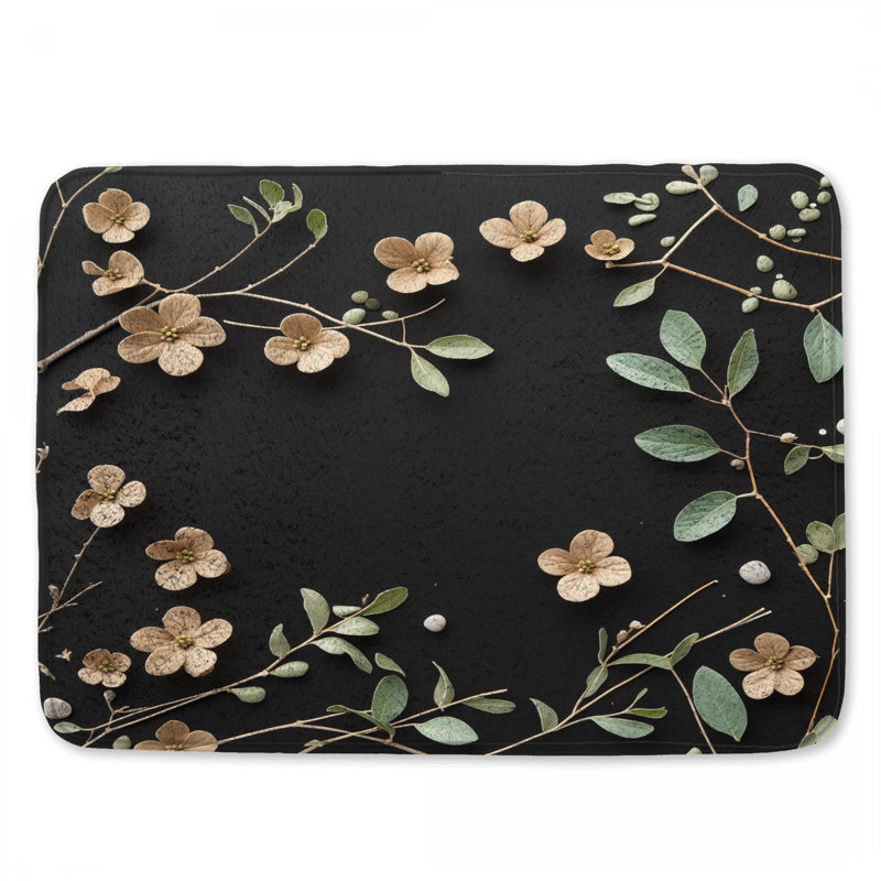 Tapis de bain floral, L 24 po x L 17 po
