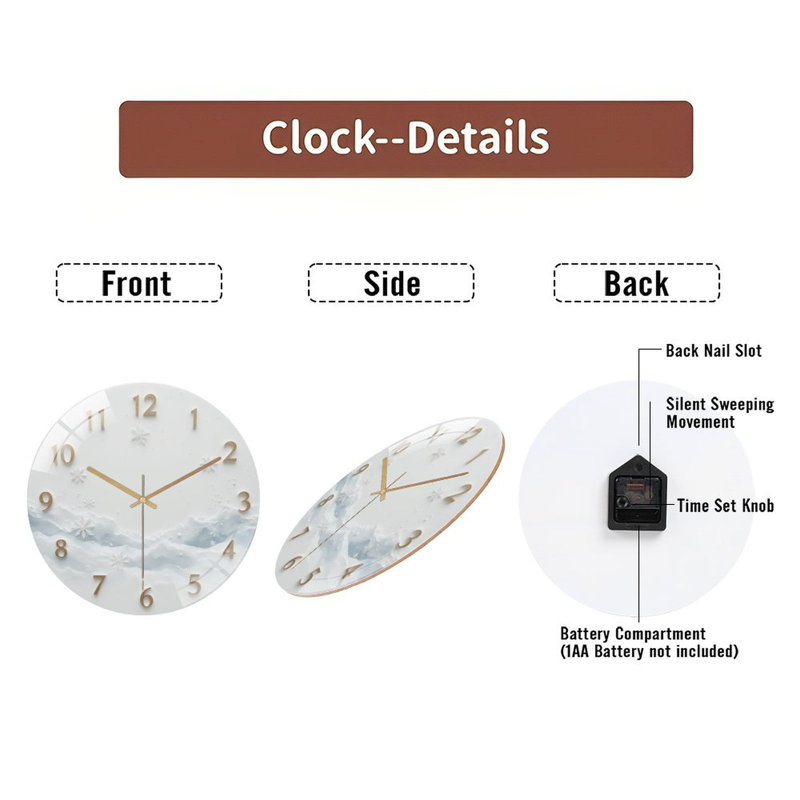 Horloge murale en verre 12 po