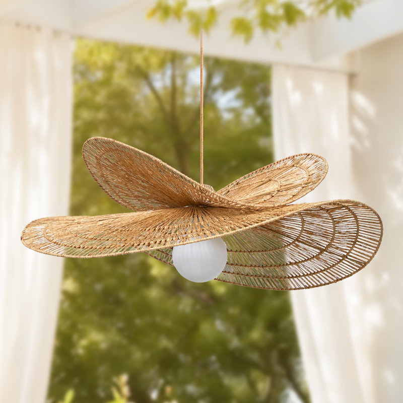 Luminaire suspendu d'extérieur en rotin Whisper Leaf, Abat-jour seulement