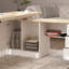 Bureau assis-debout électrique en forme de L de 160 cm avec tiroirs, poste de travail réglable en hauteur avec étagères et armoire de rangement, bureau de coin pour bureau à domicile.-809563463