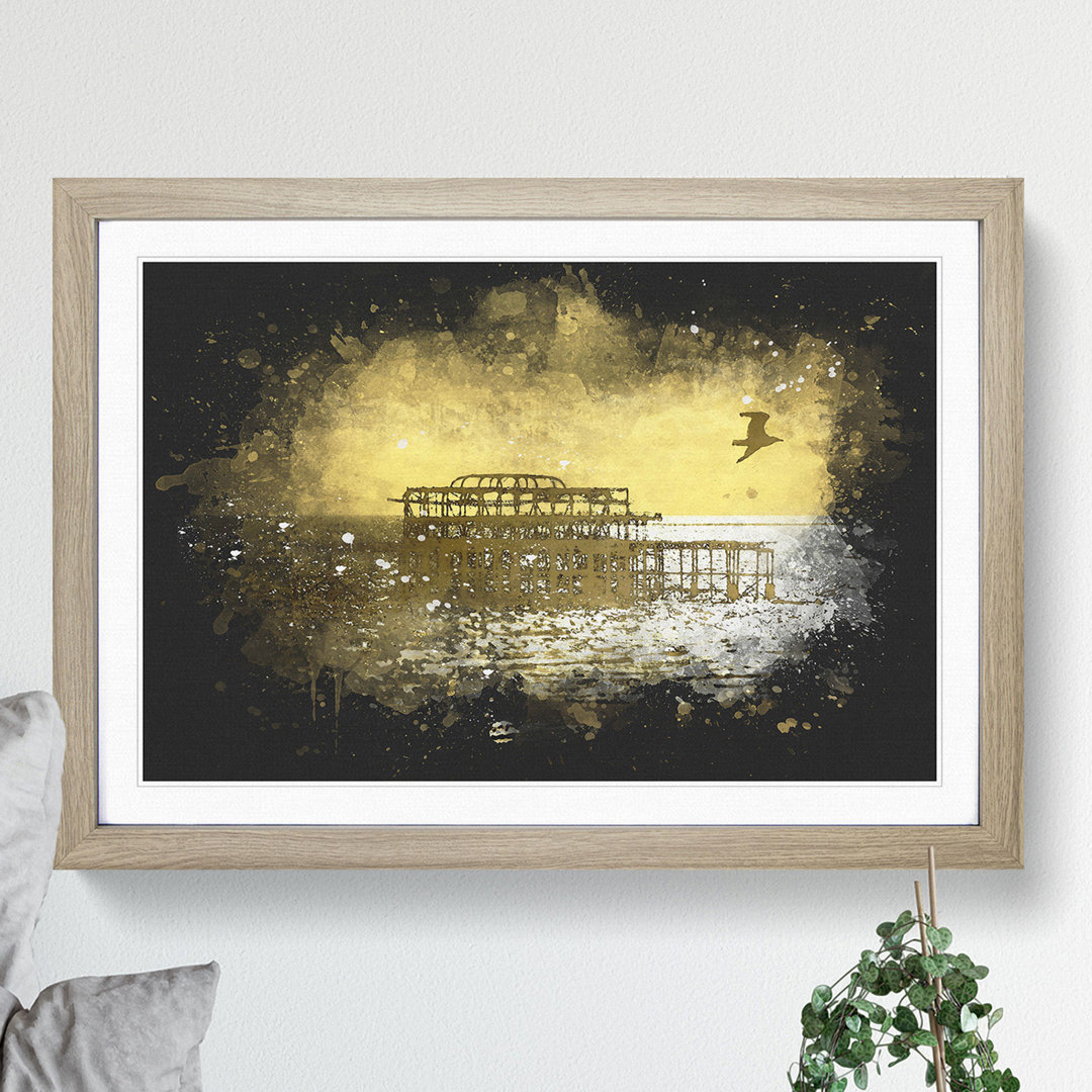 Brighton West Pier at Sunset Paint Splash - Picture Frame Graphic Art