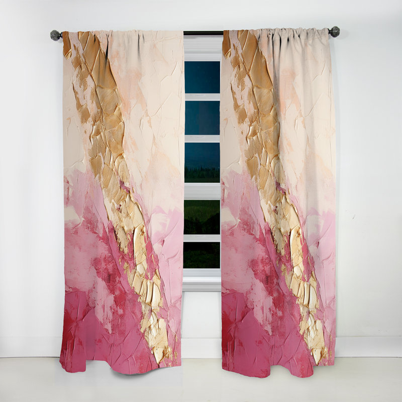 Pink Gold Minimalism Potteries I - Spirals Curtain - Blackout Abstract Curtain - 1 Panels, 52" W x 90" L