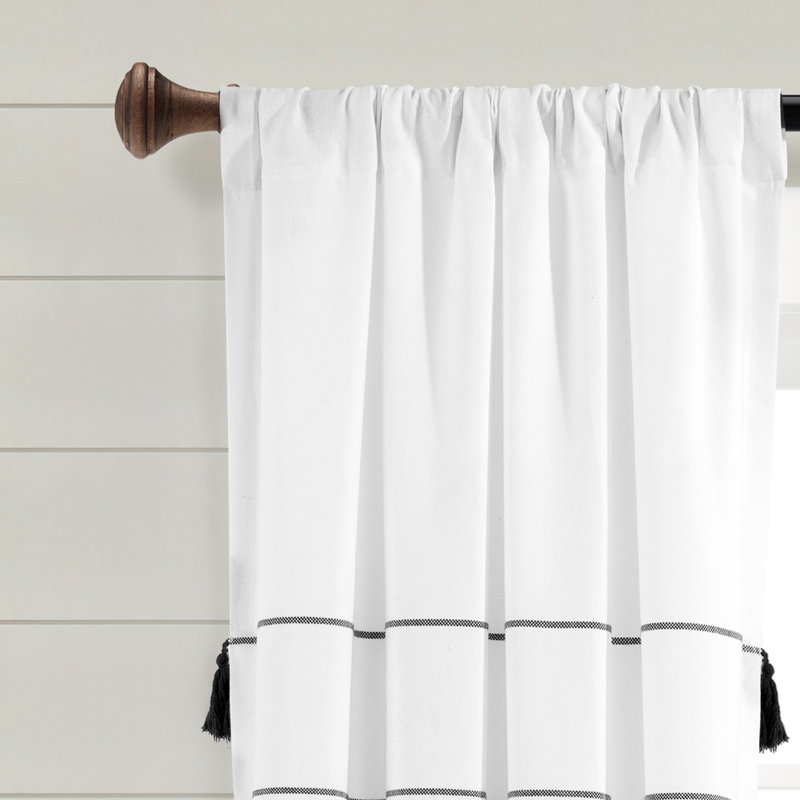 Paire de rideaux semi-transparents avec passe-tringle , L 42 po x L 84 po, Blanc