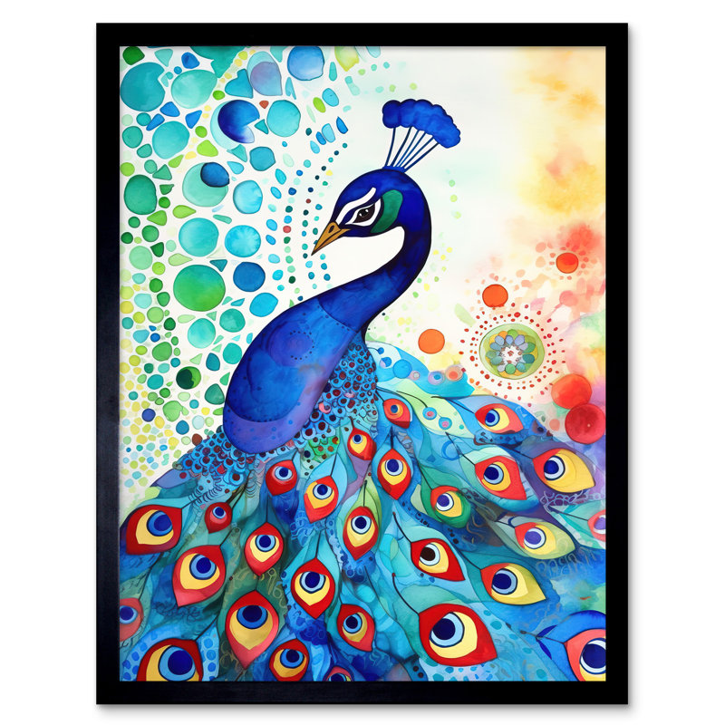 Peacock Bird With Mandala Patterns - Single Picture Frame Print