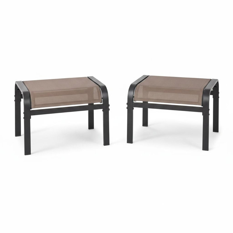 Ensemble de 2 repose-pieds de patio empilables en métal - repose-pieds en tissu textilène durable - repose-pieds d'extérieur surdimensionné avec pieds antidérapants pour le jardin, la piscine et le camping - brun clair