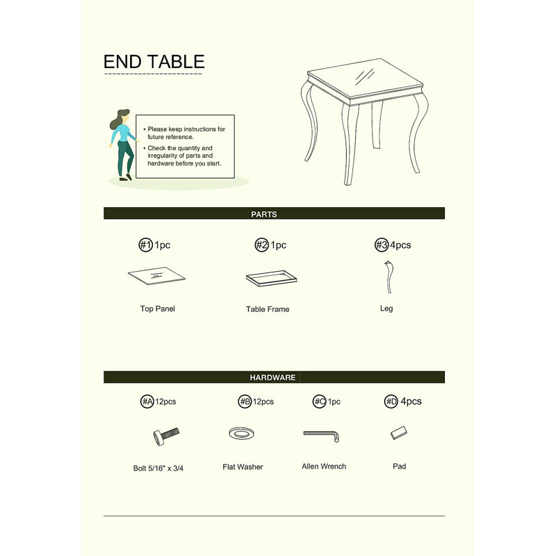 Table de bout moderne 1 pièce avec plateau en verre blanc et pieds en acier inoxydable de style 休闲 卡布里