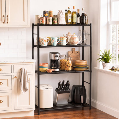 4-Tier Metal Storage Shelves, 33.1" x 12.6" x 57.2", Heavy Duty Utility Shelving Unit, Rust-Resistant Organizer Rack for Garage, Pantry, Bathroom, Off