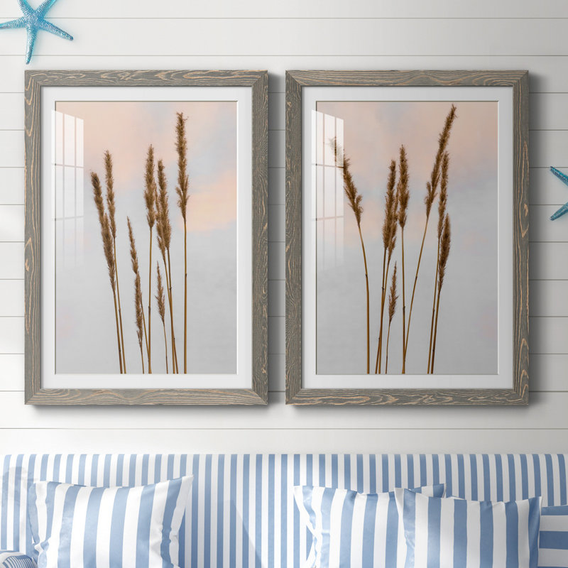 " Sunset Pond I " 2 Piece Art Mixed Media Print, 37.5" H x 27.5" W x 1" D, Gray Framed Paper, White