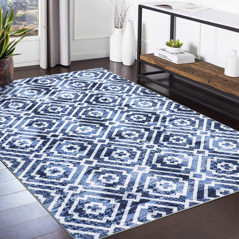 Tapis à grand tapis antidérapant à motif lavable, Rectangle 9 pi x 12 pi