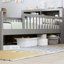 Lit simple avec rangement pour tête de lit, deux tiroirs sous le lit, garde-corps à trois côtés pour la sécurité, gris-117789586