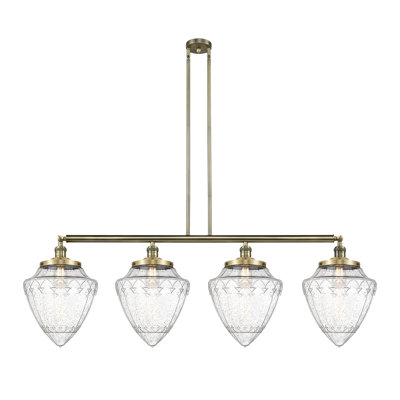 Balle - 4 lumières - 50 pouces - Laiton antique - Tige suspendue - Îlot réglable