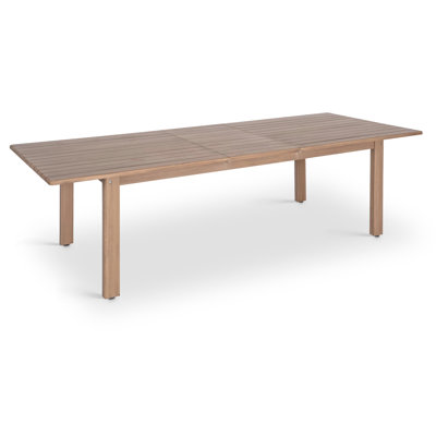 Table de salle à manger d'extérieur en bois d'acacia de 86,75 po à 108 po Newport Karyn avec housse de protection incluse
