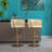 Set of 2 Bar Stools,with Chrome Footrest and Base Swivel Height Adjustable Mechanical Lifting Velvet + Golden Leg Simple Bar Stool-144891916