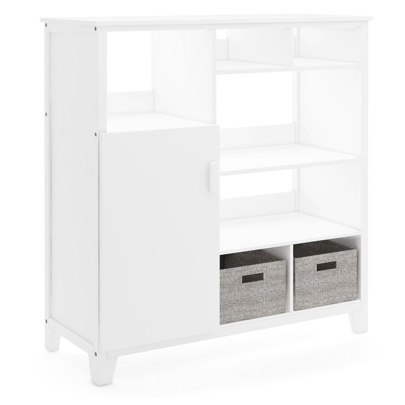 Creamy White Kids' Cubby Storage Organizer with Fabric Bins