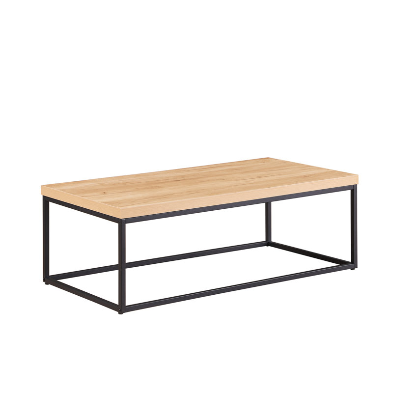 Sturdy Oak & Metal Coffee & Cocktail Table, Industrial Style For Living Room