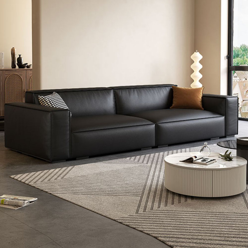 Coussin de canapé modulaire en similicuir noir, H 28,35 po x l 110,24 po x P 39,37 po, 4, Noir