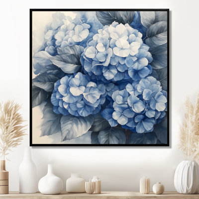 Hortensia grappe avec pétales bleus I - hydrangées, art mural sur toile