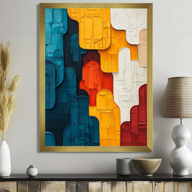Oliveris - Abstract Wall Decor, 20" H x 12" W, Reproduction encadrée d'une seule photo, Gold