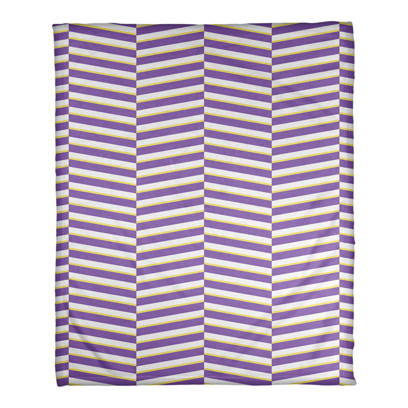 Couverture polaire rayures fracture, l 50 po x L 60 po, Mauve / Jaune