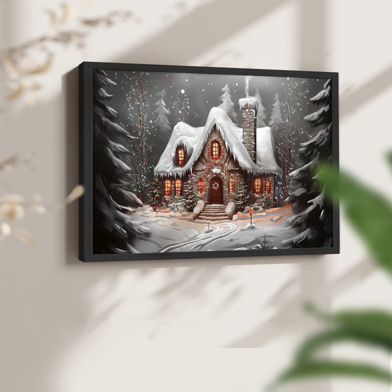 Art de Noël - CMxxxiv - reproduction encadrée - réversible, H 16 po x l 20 po, Noir, noir, noir, noir