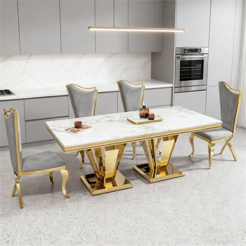 Ensemble de table de salle à manger 5 pièces 5 pièces, 5 pièces: table, 4 chaises