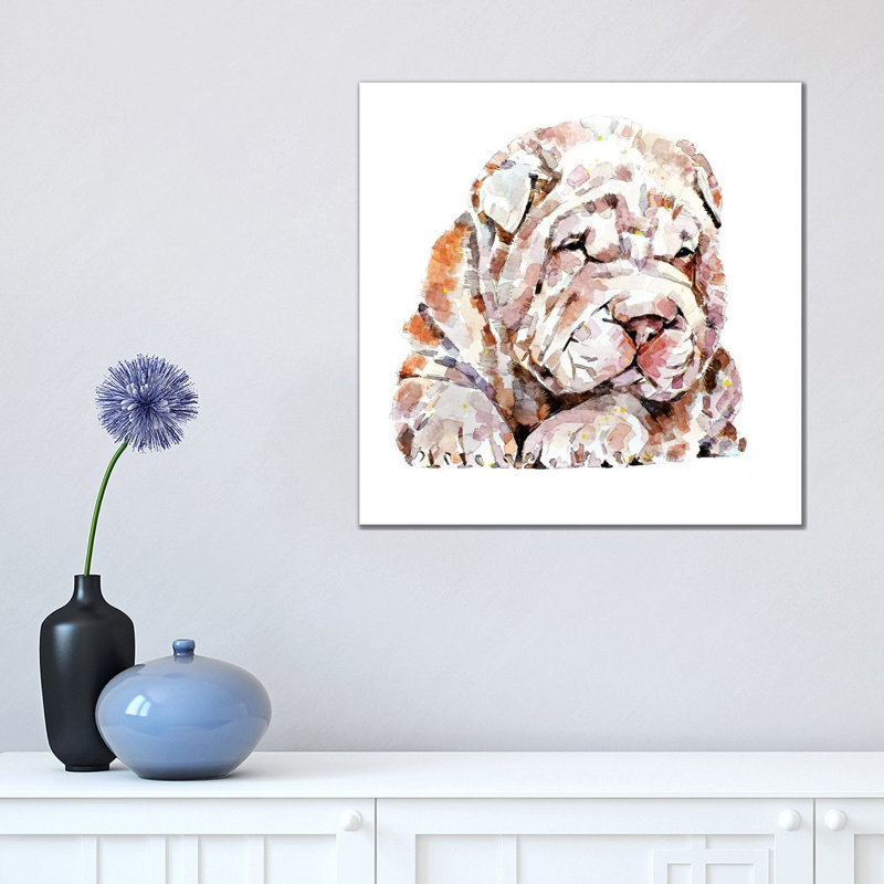Shar Pei by EdsWatercolours - Gallery-Wrapped Canvas Giclée on Canvas, Wrapped Canvas, 45.72 cm H x 45.72 cm W x 3.175 cm D