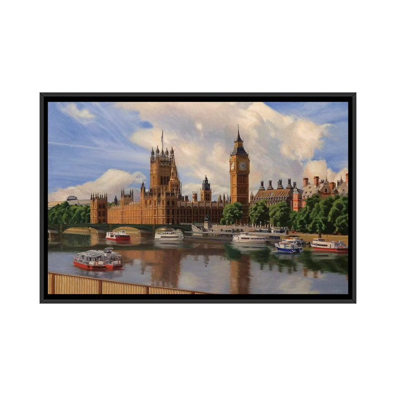 Houses Of The Parliament by Nick Savides - Print on Canvas, Black Framed, 66.04 cm H x 45.72 cm W