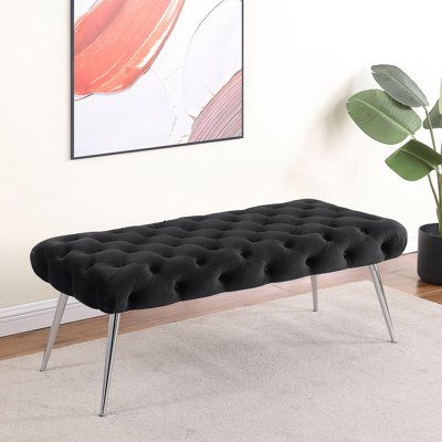 Galiano Ivory Upholstered Tufted Bench