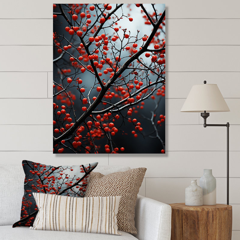 «Red Forest Natures Monicol I», impression d'art mural forêt, Toile tendue, H 32 po x l 24 po x P 1 po