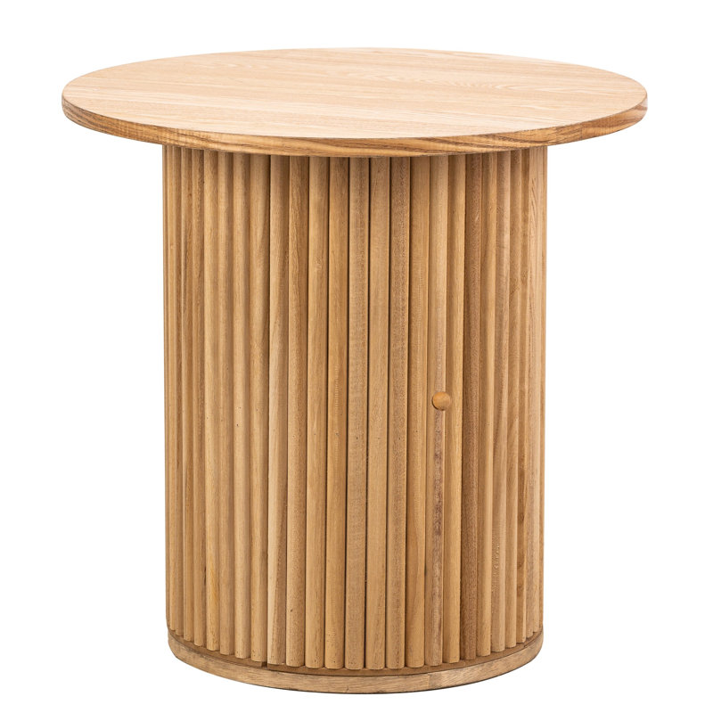 Table d'appoint en bois massif naturel Moxley, Blanc, Brun