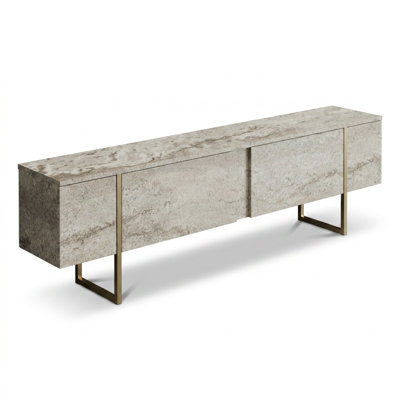 Verona Modernist Travertine Gold TV Stand
